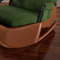 High-Back Rocking Lounge Chair with Leg Rest Corduroy Rocking Lounge Chair with Footrest Foldable Reclining Rocker with Footrest Sturdy for Balcony