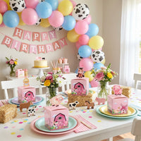24 Pieces Farm Animal Party Boxes, Pink Barnyard Treat Boxes, Pop-Up Paper Favour Containers, Cute Sweet Goodie Bags for Kids Birthday, Baby Shower & Easter Celebrations