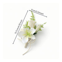 Artificial Boutonniere White Lapel Flower Classic for Banquets, Men