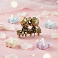 Childhood Sweethearts on Bench Sculpture Vintage Design for Bedroom, Desktop
