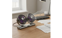 Multi-Functional Twin Head Fan Portable Rechargeable Table Fan 3-Speed Control Cooling Appliance Quiet Operation for Office, Kitchen, Bathroom