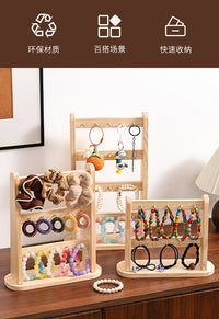 Solid Wood Minimalist Jewelry Display Stand, Multi-layer Organizer for Keychains, Hair Ties, Hair Accessories, Bracelets, for Market Stalls