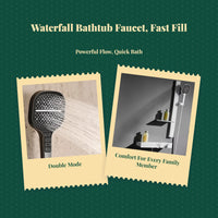 Thermostatic Shower Faucet Set, Brass Waterfall Spout, Shelf
