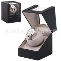Automatic Watch Winder Box for Mechanical Watches, Black Carbon Fiber Pattern PU, EU Plug