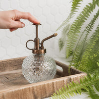 Vintage Embossed Glass Spray Bottle for Gardening and Home Use