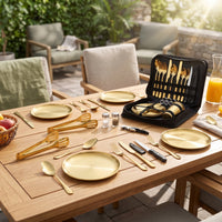 Stainless Steel Dining Cutlery Set Picnic Cutlery Set with Carrying Case Reusable Mess Kit for Camping, Picnics