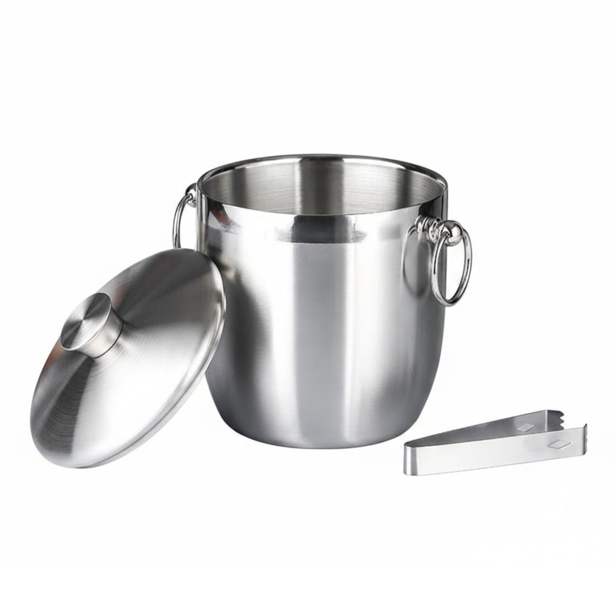 Stainless Steel Ice Bucket Circular Handles Insulated Ice Bucket Carry Handle Beverage Container