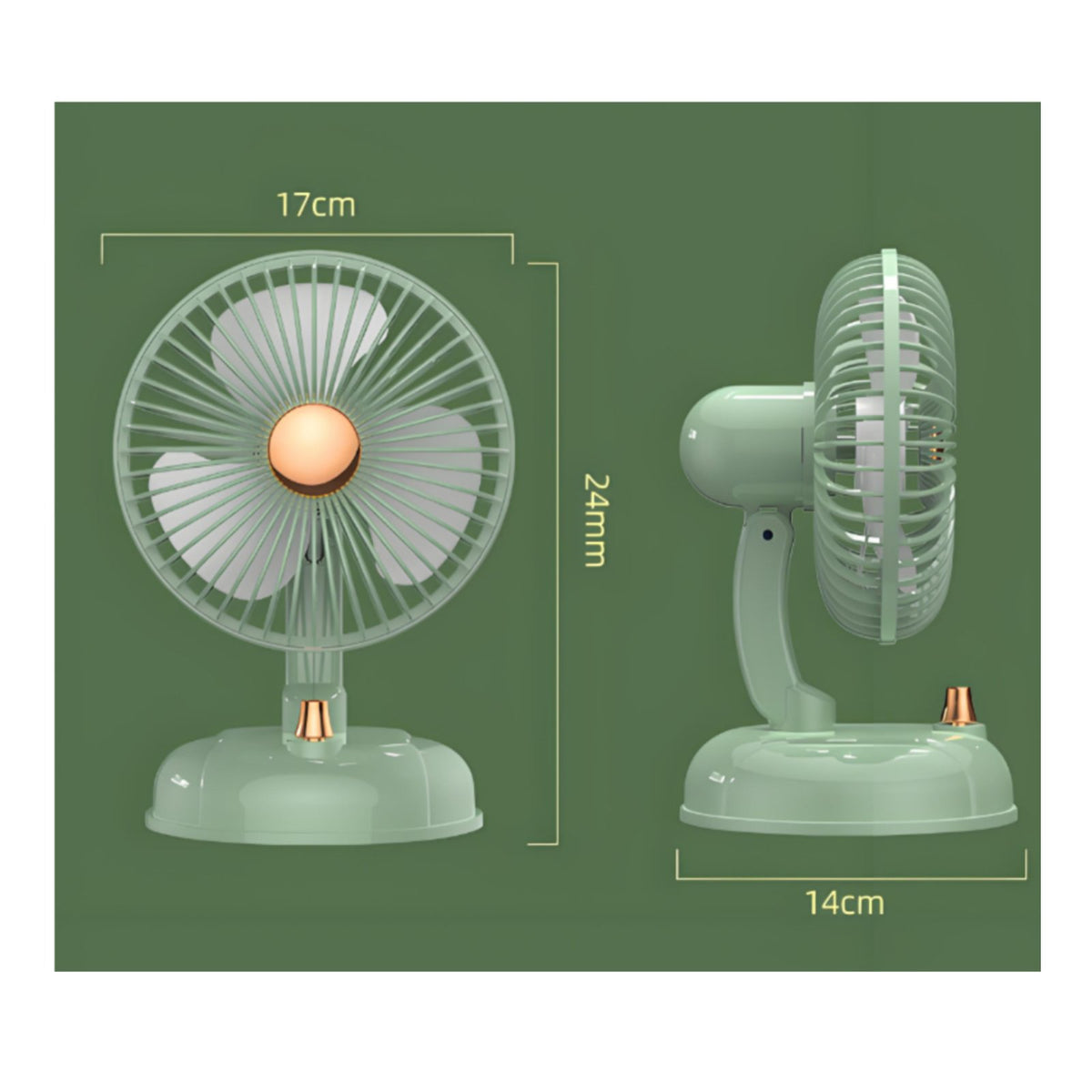 Retro Desktop Fan Automatic Oscillation USB Oscillating Fan for Office, Students