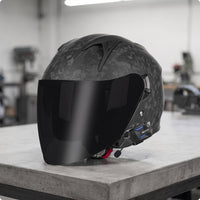 Three Quarter Helmet | molded Carbon-Fiber Look, Low-Profile with communication system System, for Daily Commuting