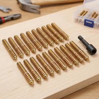 20 Pieces Threaded Hanger Bolt with Driver Bit Gold-Toned Hanger Bolts with Driver Bit Metal Fasteners High Strength for DIYers, Woodworkers