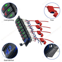 7-Gang Rocker Switch Panel for Vehicles, RVs, and Boats, 10-2V