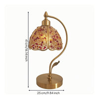 Vintage-Inspired Petal Shade Table Lamp Decorative Arched Stem Table Lamp Gold-Toned Ambient for Bedroom, Reading Nook, Study