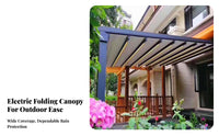 Water-Resistant Electric Mechanism Ized Retractable Pergola Aluminum Alloy Frame Electric Folding Patio Cover Adj Our Company Table Electric Mechanism Ized Patio Awning Long-Lasting Material for Homeowners, Families, B Our Company Iness Owners, Terrace