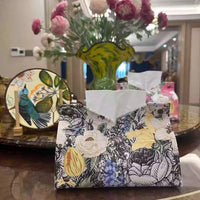 New Ins Oil Painting Flower Leather Tissue Box for Living Room and Hotel