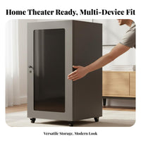 Home Theater Amplifier Cabinet Sturdy Construction Home Theater Equipment Rack Ventilated Design Mobile AV Rack Cabinet for Audiophiles, Living Room