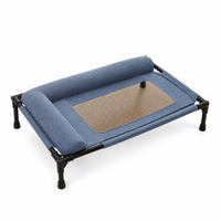 Breathable Elevated Pet Bed with Mesh Center Long-Lasting Dog Cot with Bolsters Lightweight Elevated Dog Cot Cooling for Living Room