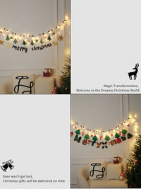 圣诞节装饰品拉旗场景布置挂件发光店铺氛围感拉花吊旗圣诞树装扮 圣诞老人和树+merry x'mas+毛球+6米大灯串