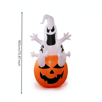 Inflatable Ghost with Pumpkin Built-in LED Lights Halloween Inflatable Decoration Outdoor Lighted for Yard, Lawn