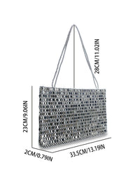 Vintage Silver Metallic Handwoven Beaded Tote Bag