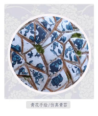 复古仿青花瓷大象花盆底座摆件创意户外园林动物雕塑庭院花园装饰
