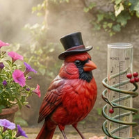 Cardinal Rain Gauge Autumn Leaves Garden Decor Outdoor for Yard