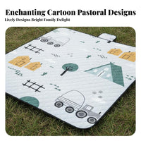 Waterproof Foldable Picnic Mat Moisture-Proof Quilted Cartoon Mat Thickened Outdoor Gear Portable for Picnickers, Families, Camping, Picnics, Beach, Travel
