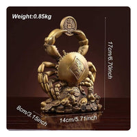 Brass Crab Statue Good Fortune Charm Brass Crab Figurine Artisanal Look