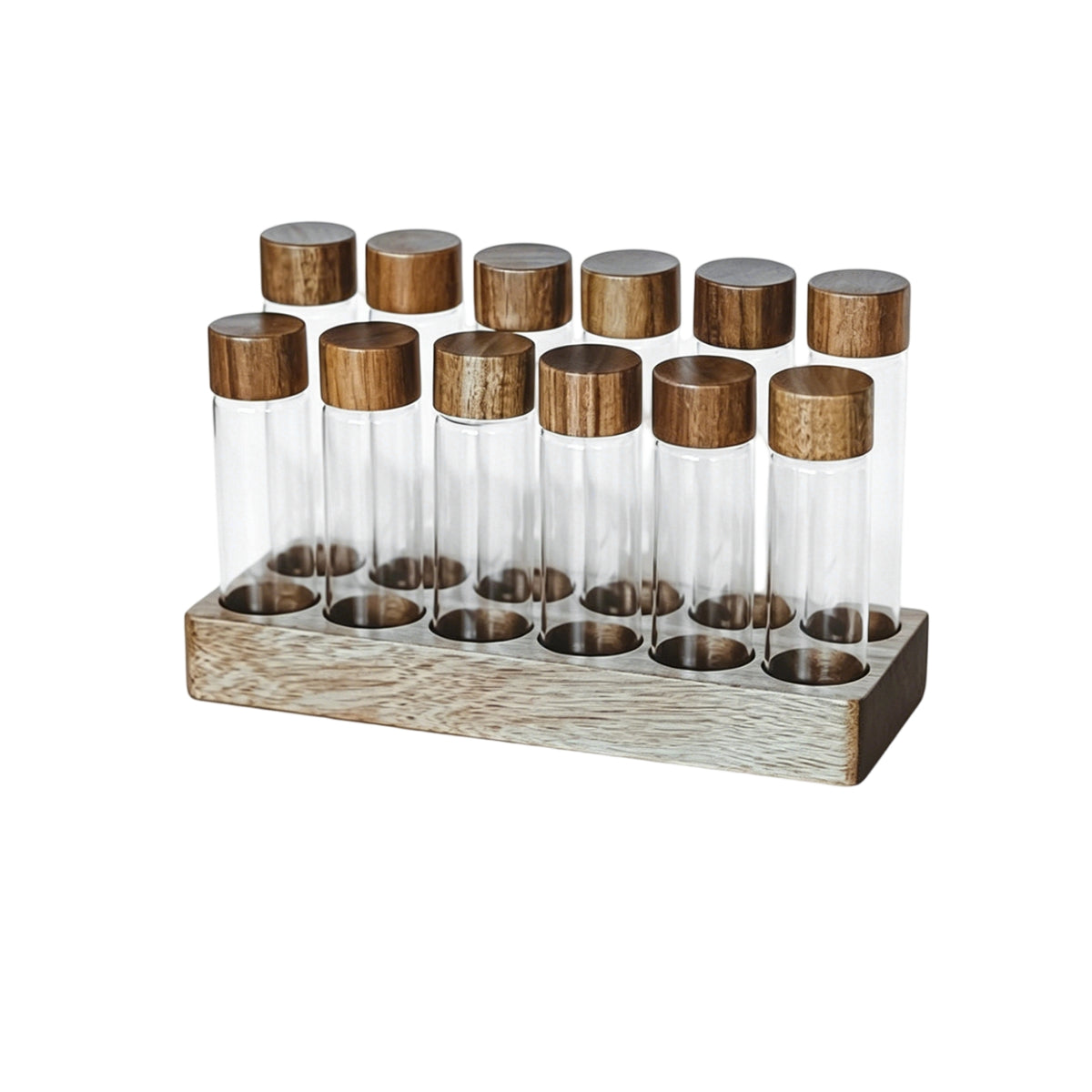 Test Tube Holder with Wooden Stand Vertical Glass Tube Holder Compact