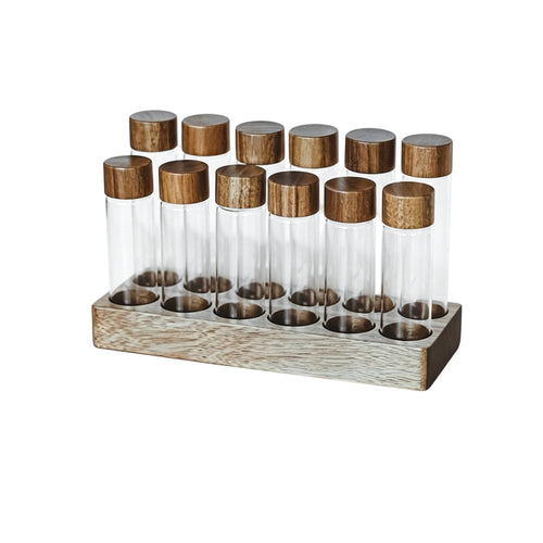 Test Tube Holder with Wooden Stand Vertical Glass Tube Holder Compact