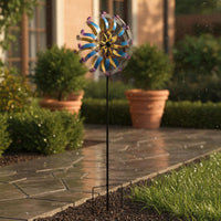 Double Layer Wind Rotator Bright Colors Metal Wind Rotator Quiet Rotating Ornament for Courtyard