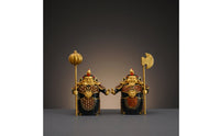 Resin Door God Figurines Traditional Decorative Statue Golden for Grand Opening