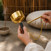 Retractable Buddhist Singing Bowl with Handle for Altar and Desktop Decor