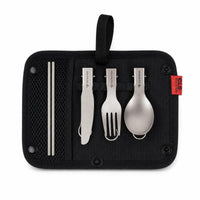 Lightweight Titanium Cutlery Set Compact Camping Cutlery Kit Sturdy Portable Flatware with Pouch Ultralightweight for Campers, Backpackers, Travelers, Hiking, Picnic
