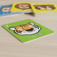 Animal Face Cover Flash Cards Interactive Animal Alphabet Cards Colorful Design Educational Toy for Preschoolers, Classroom, Home Study