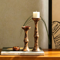 New Chinese Style Wabi-Sabi Resin Candle Holder with Hand-Painted Oil Painting Design