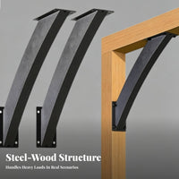 2 Pieces Predrilled Holes Arc-Shaped-Style Angle Support Bracket Heavy Duty Curved Steel Bracket Easy to Install Wood Corner Brace Long-Lasting for Pergolas