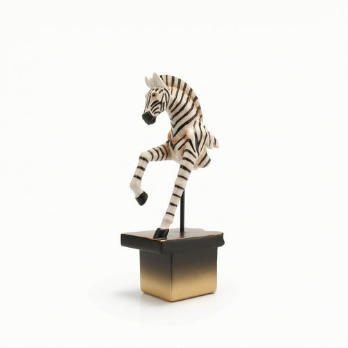 Equine Figurine with Pedestal Rearing Equine Figurine Black
