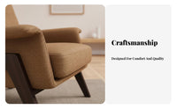 Upholstered Wood Frame Armchair Nordic Design Upholstered Wooden-Frame Armchair Minimalist firm-density Foam padding for Adults