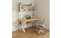 Writing Desk with Bookshelf and Pegboard Multi-Layer Storage Complete Workstation Desk K-Shaped Steel Frame Home Furniture for Students