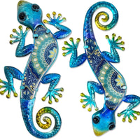 2 Pieces Wall Ornament Decorative Painted Metal Vivid Colors Metal Reptile Wall Art for Outdoor Surface