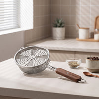 Stainless Steel Coffee Roasting Mesh with Wooden Handle Compact Coffee Roaster with Wood Handle Portable Bean Roasting Tool Heat-Resistant for Kitchen