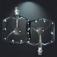 Three-Bearing Pedals with Anti-Skid Pins Aluminum Alloy Pedals with Traction Pins Wide Abrasion-Resistant for Cyclists, Commuters