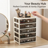 5 Drawer Desktop Organizer with Lid, Desk Storage for Office Supplies, Small Drawers Unit for Stationery Makeup Tools