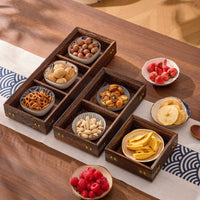 Nine-Grid Solid Wood Tea Tray with Chinese Style