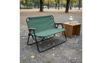 Foldable Design Double Folding Chair Comfortable Seating 2 Person Folding Camp Chair Anti-Slip Feet Folding Beach Loveseat Rust Resistant Frame for Backyard