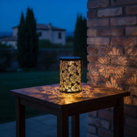 Chrysanthemum Cutout Lantern Waterproof Hollow Metal Solar Lantern for Pathway