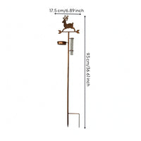 Rain Gauge Stake Iron Metal Deer Ornament Ground Insert