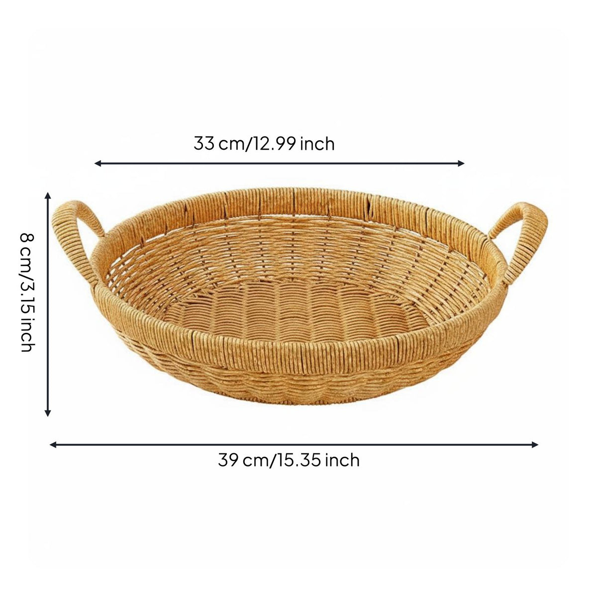 Rattan Look Basket Lightweight Double Handle Basket Decorative Household Storage