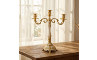 Candle Holder with Three Cups Embossed Candelabra with Arms Decorative