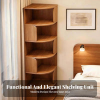 Corner Bookcase Space-saving Multi-tier Storage Rack Display Shelving Unit with Curved Baffle Suitable for Book Lovers Apartment Dwellers Study Small Areas Living Room